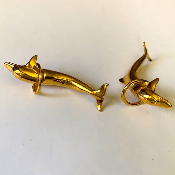 Jumping Dolphin vintage Earings - Picture 1 of 6